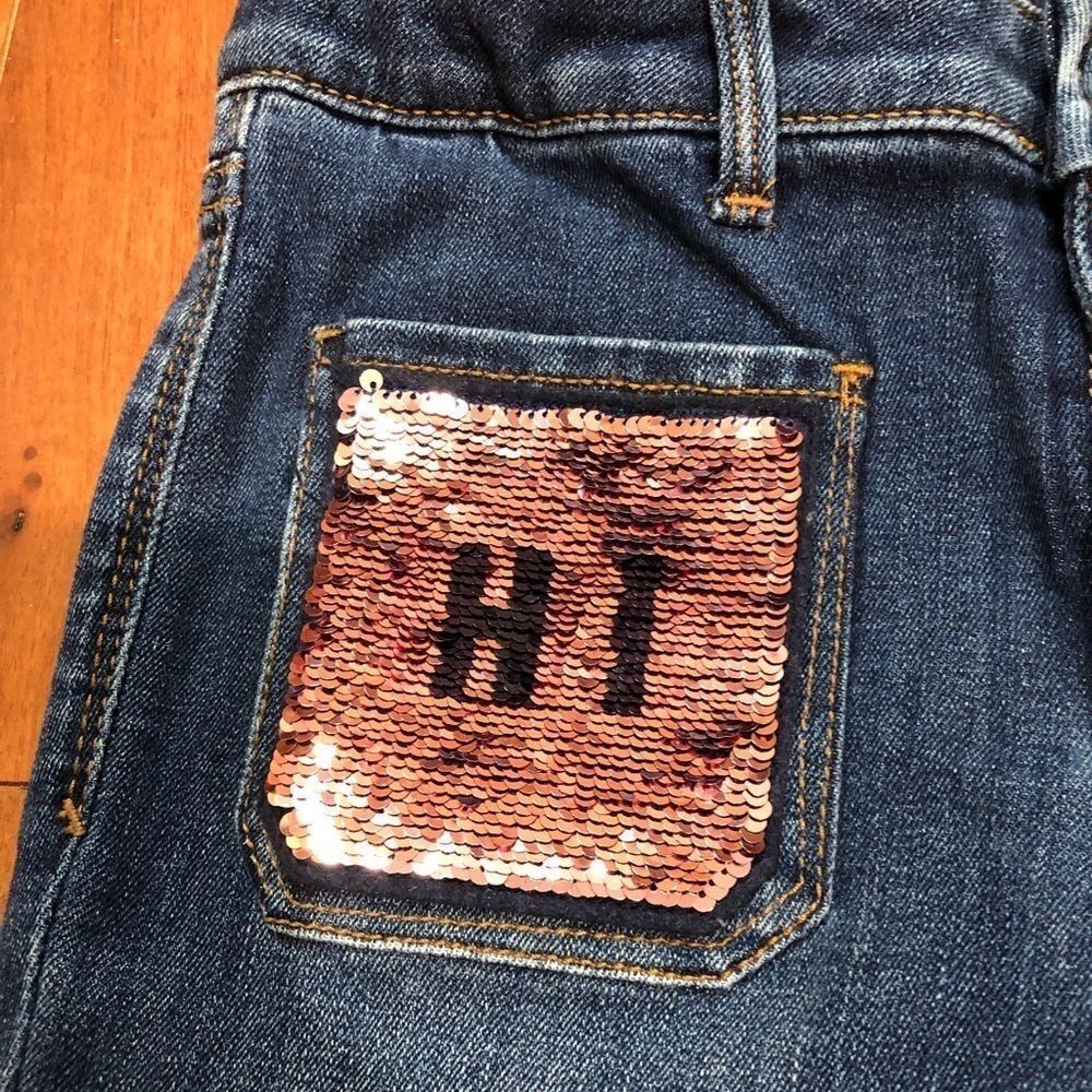 Gap Girls Denim Hi/Bye Flip Sequin Front Pockets Skinny Jean - Picture 8 of 15